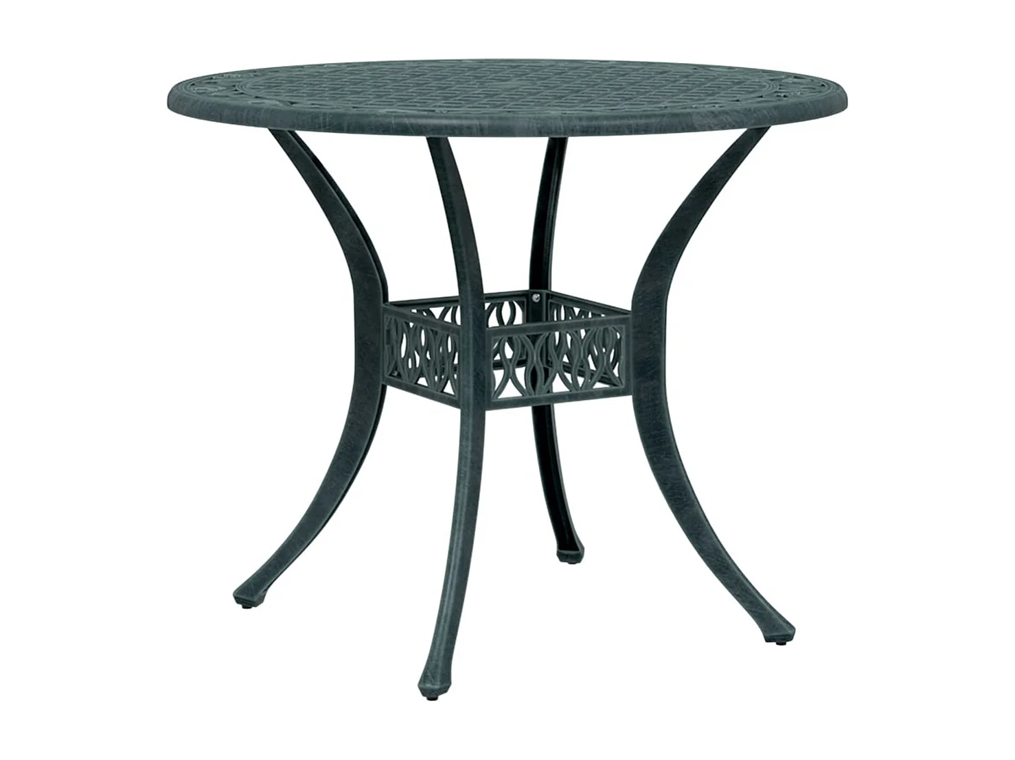 Table de jardin vert Ø90x75 cm aluminium coulé