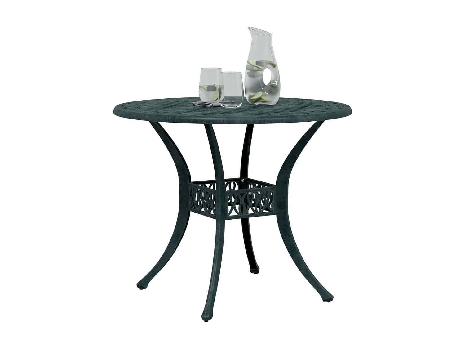 Table de jardin vert Ø90x75 cm aluminium coulé