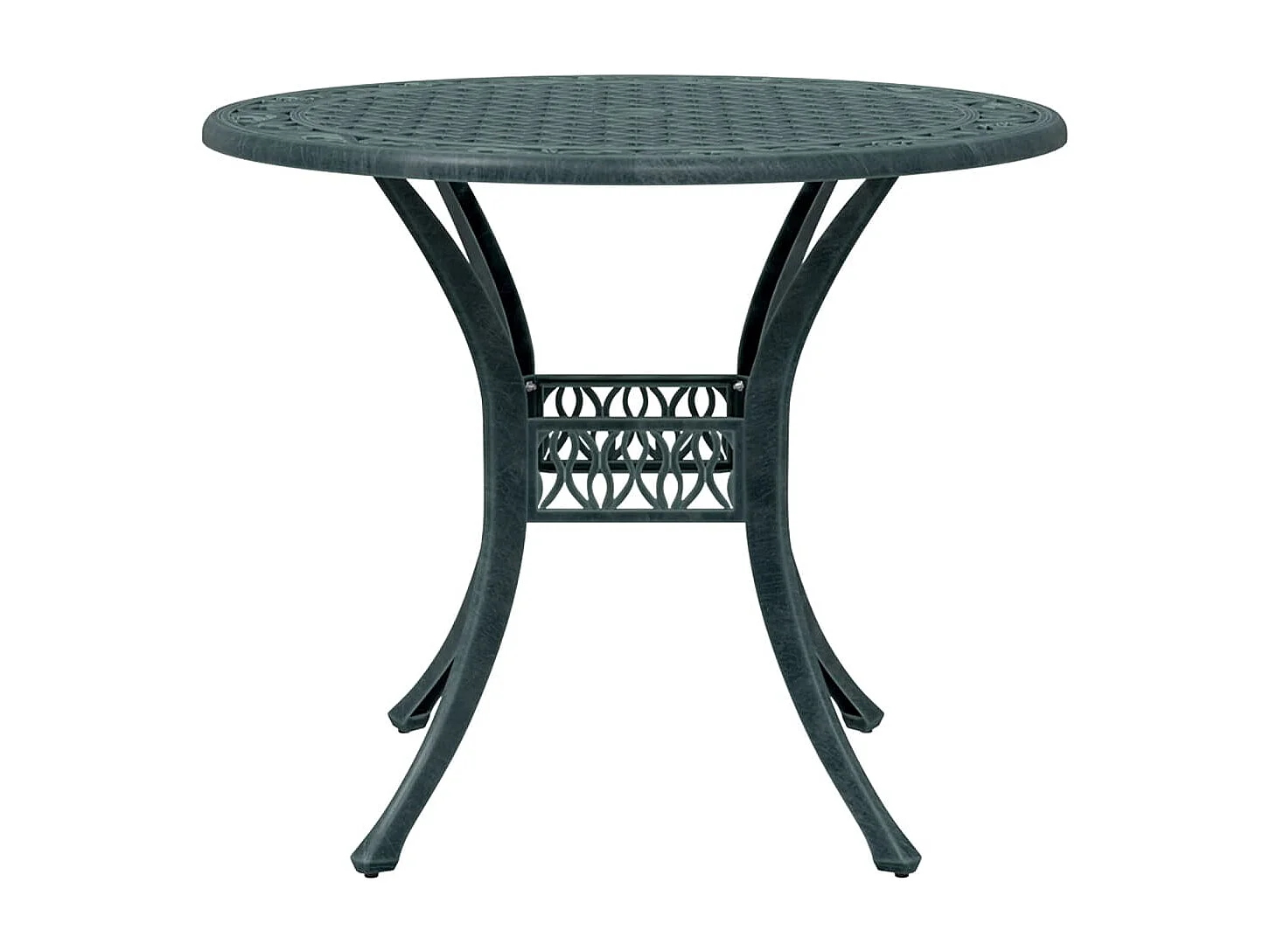 Table de jardin vert Ø90x75 cm aluminium coulé