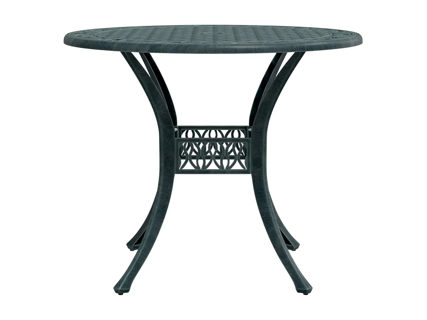Table de jardin vert Ø90x75 cm aluminium coulé