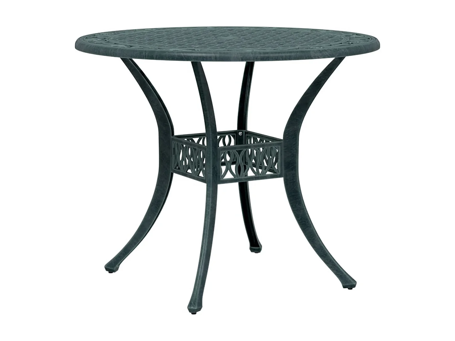 Table de jardin vert Ø90x75 cm aluminium coulé