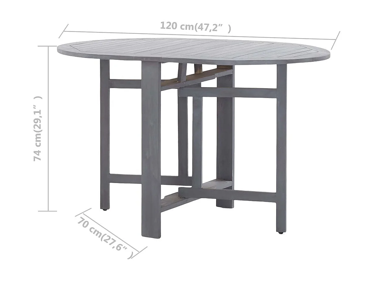 Table de jardin Gris 120x70x74 cm Bois d'acacia massif