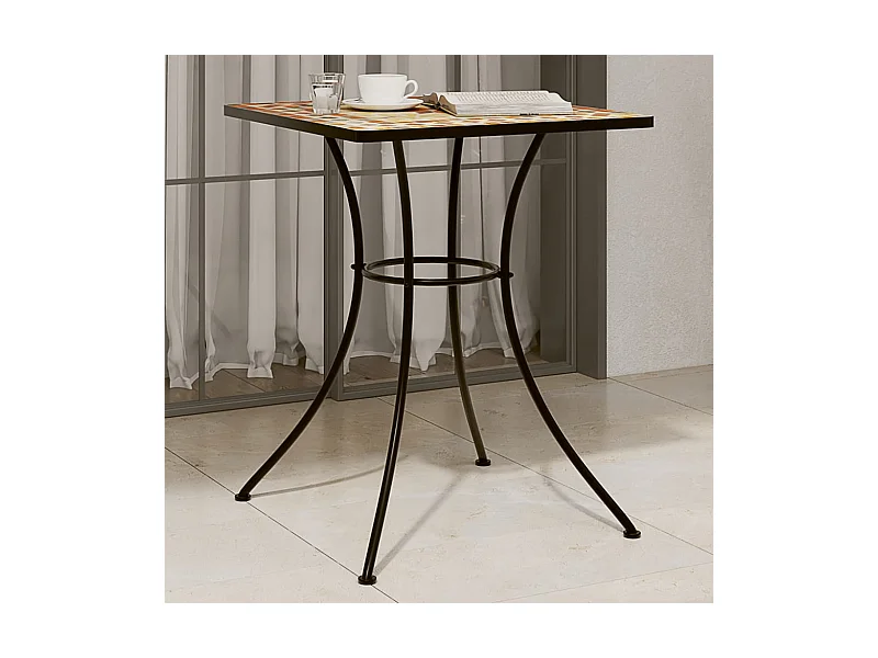 Mesa de bistró de mosaico cerámica terracota 60x60x74 cm