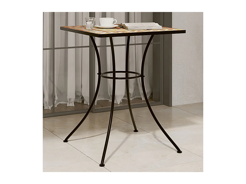 Table de bistro mosaïque terre cuite 60x60x74 cm céramique