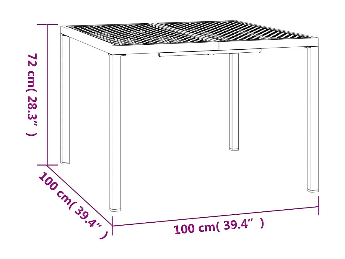 Mesa de jardim 100x100x72 cm aço antracite