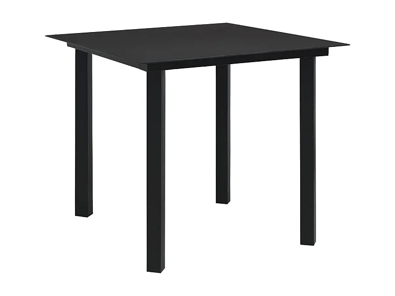 Mesa de jantar para jardim 80x80x74 cm aço e vidro preto