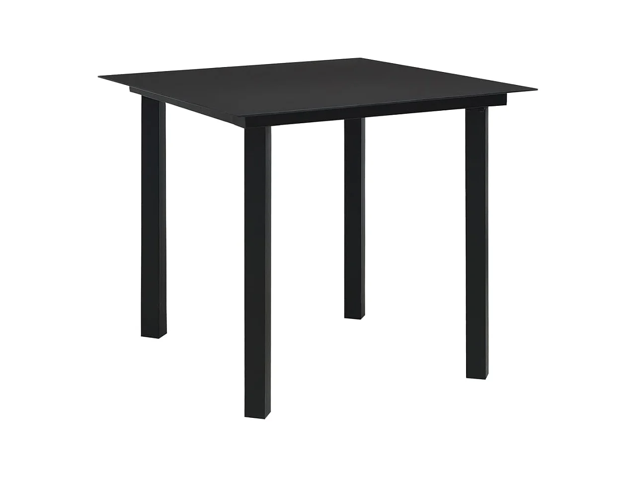 Table à dîner de jardin Noir 80x80x74 cm Acier et verre