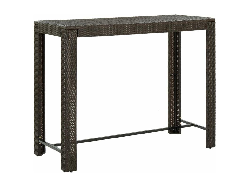 Mesa de bar para jardim 140,5x60,5x110,5 cm vime PE castanho