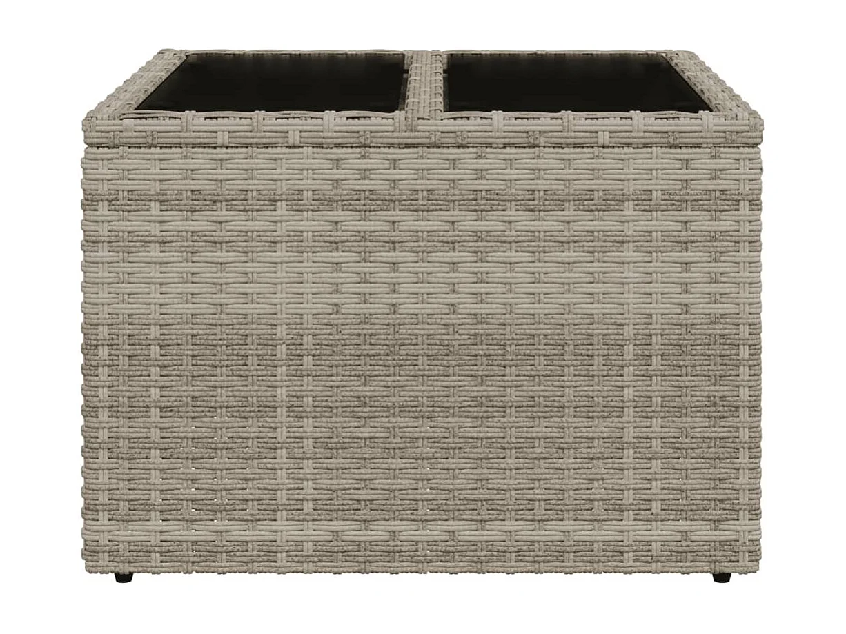 Table de jardin avec dessus en verre gris clair résine tressée