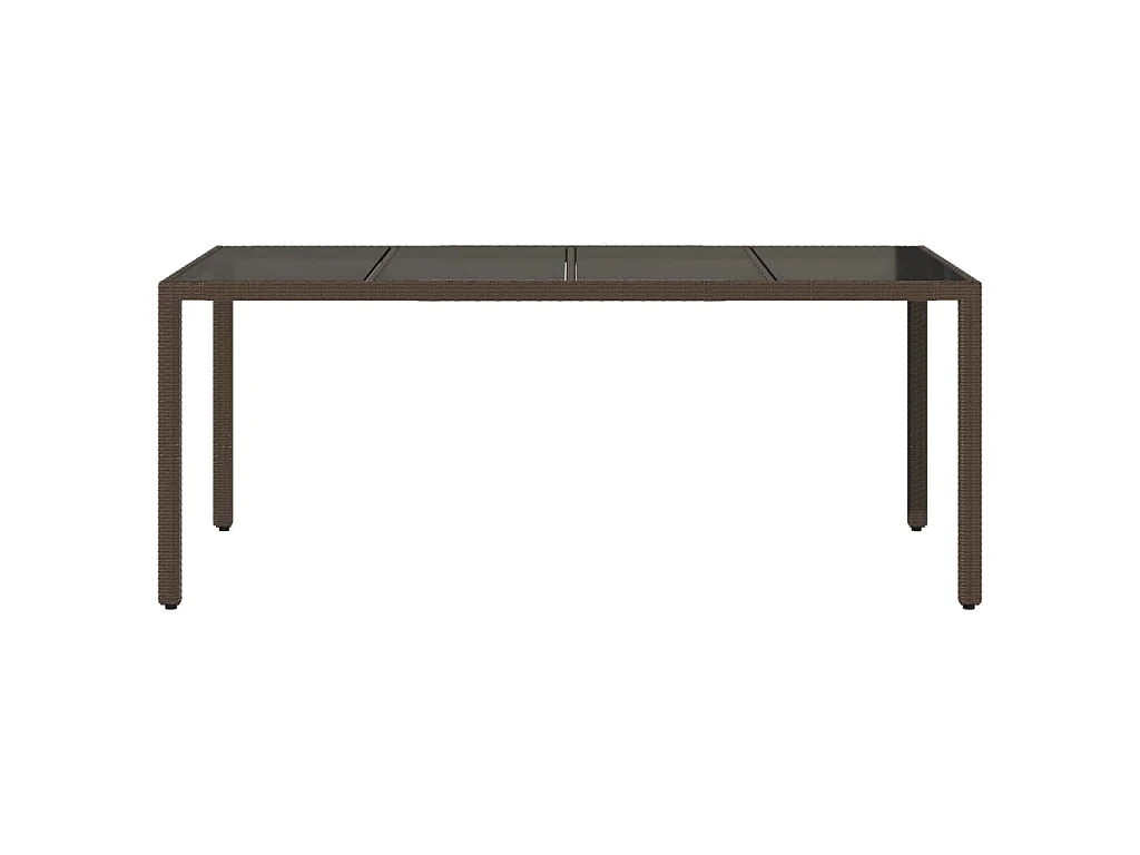Mesa de jardín superficie de vidrio ratán PE marrón 190x90x75cm