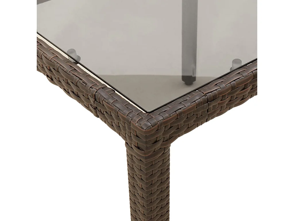 Mesa de jardín superficie de vidrio ratán PE marrón 190x90x75cm