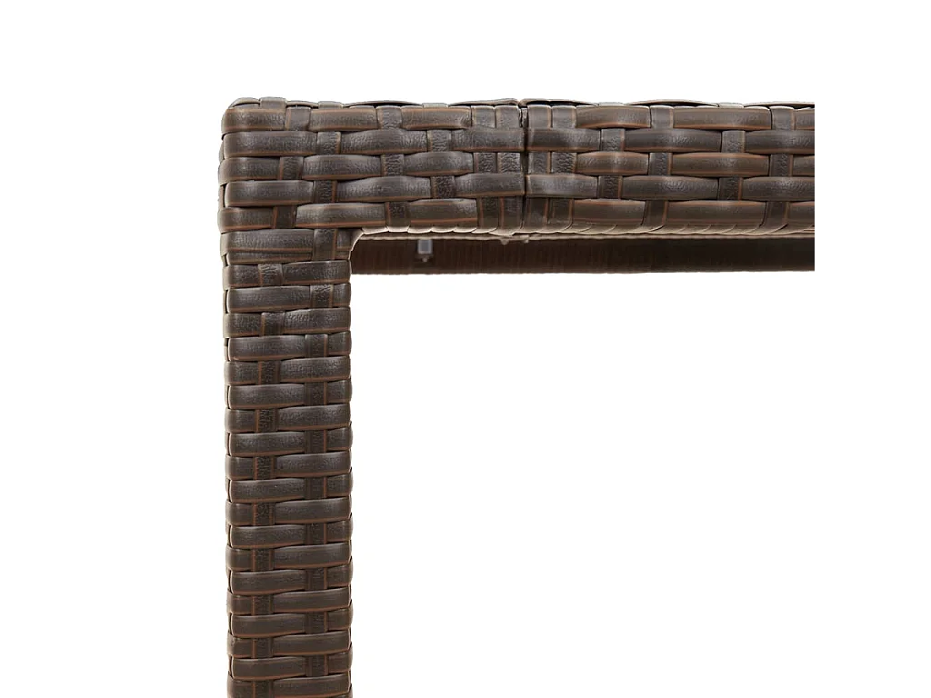 Mesa de jardín superficie de vidrio ratán PE marrón 190x90x75cm