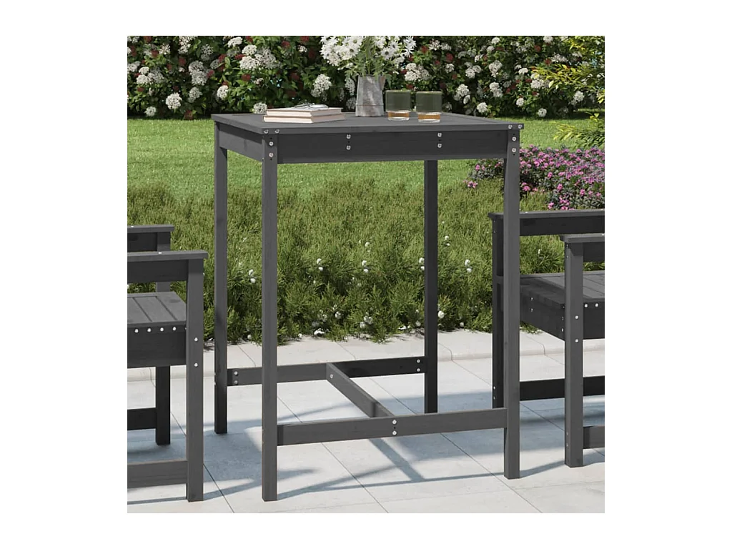 Table de jardin gris 82,5x82,5x110 cm bois massif de pin