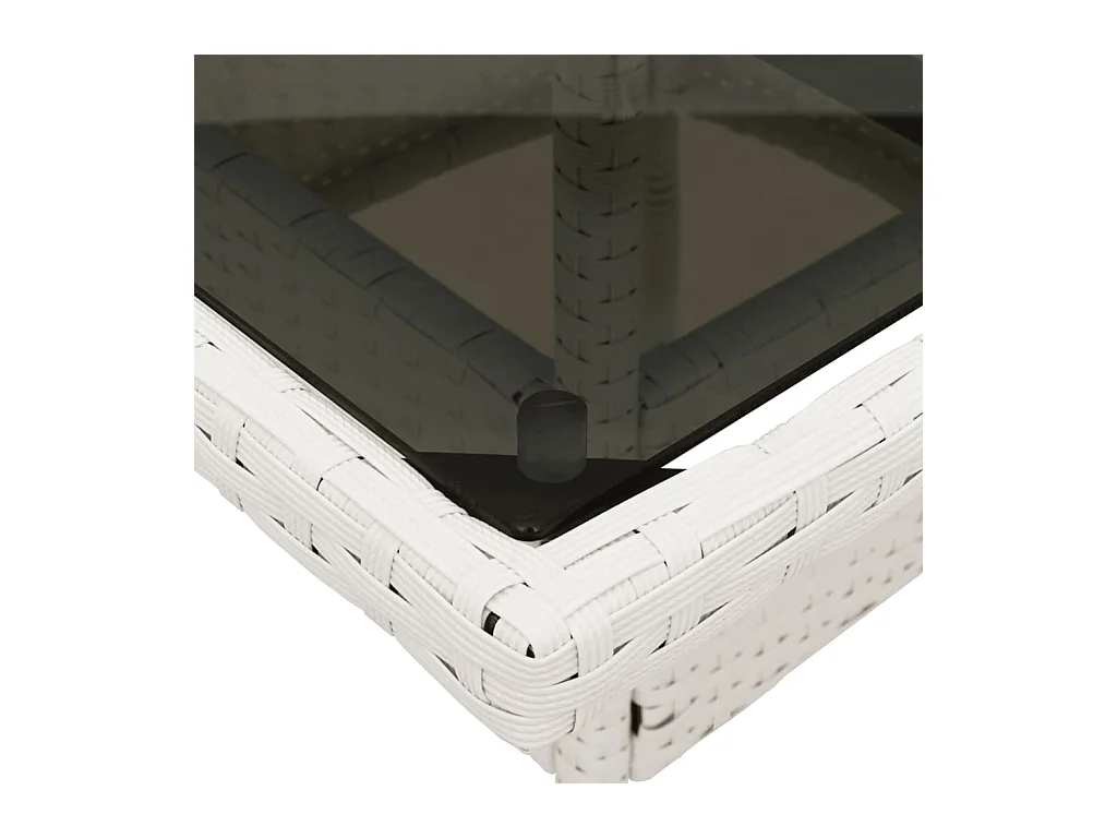 Table de jardin dessus en verre blanc 80x80x75cm résine tressée