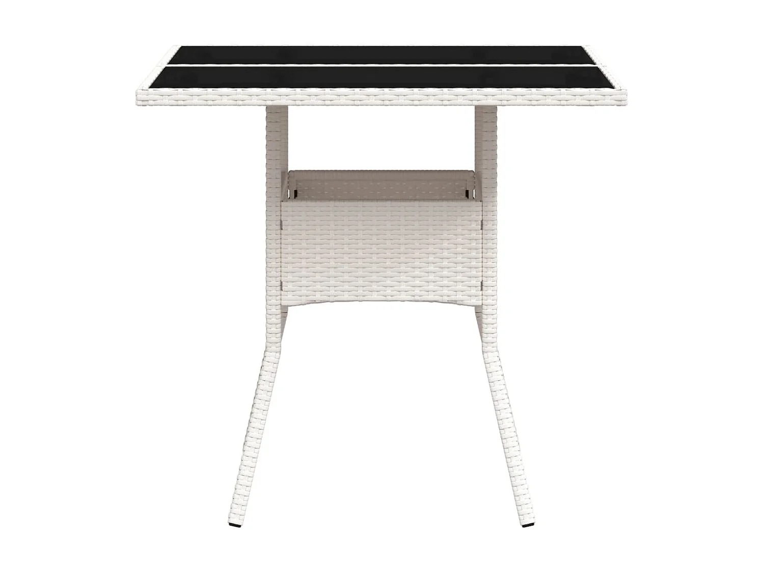 Table de jardin dessus en verre blanc 80x80x75cm résine tressée
