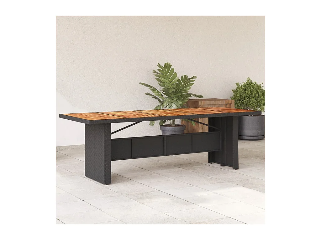 Table de jardin et dessus en bois d'acacia noir résine tressée