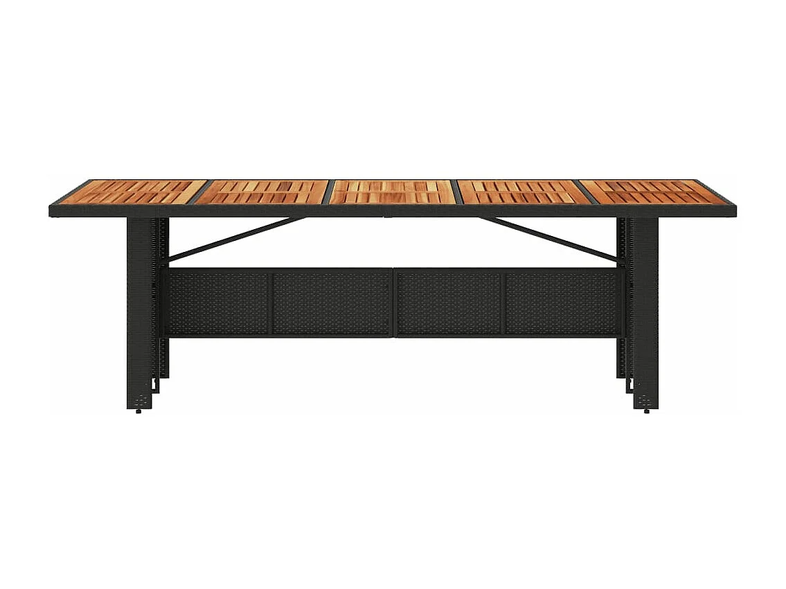 Mesa de jardín superficie madera acacia ratán negro 240x90x75cm