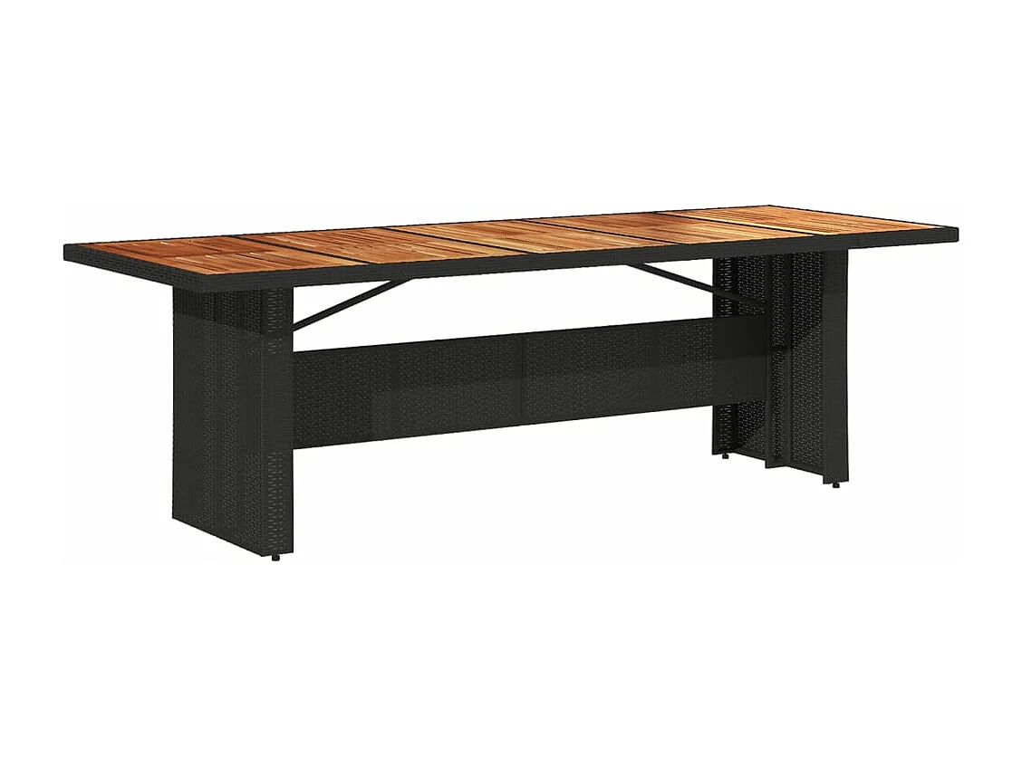 Mesa de jardín superficie madera acacia ratán negro 240x90x75cm