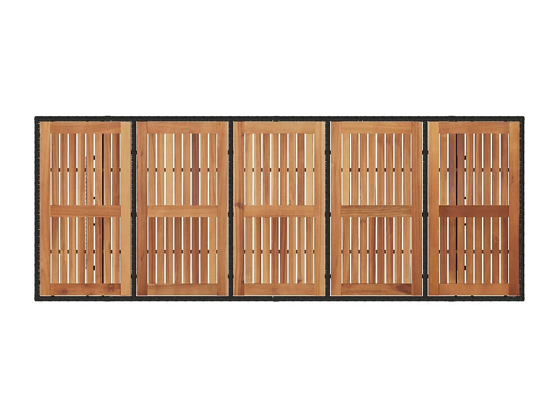 Mesa de jardín superficie madera acacia ratán negro 240x90x75cm
