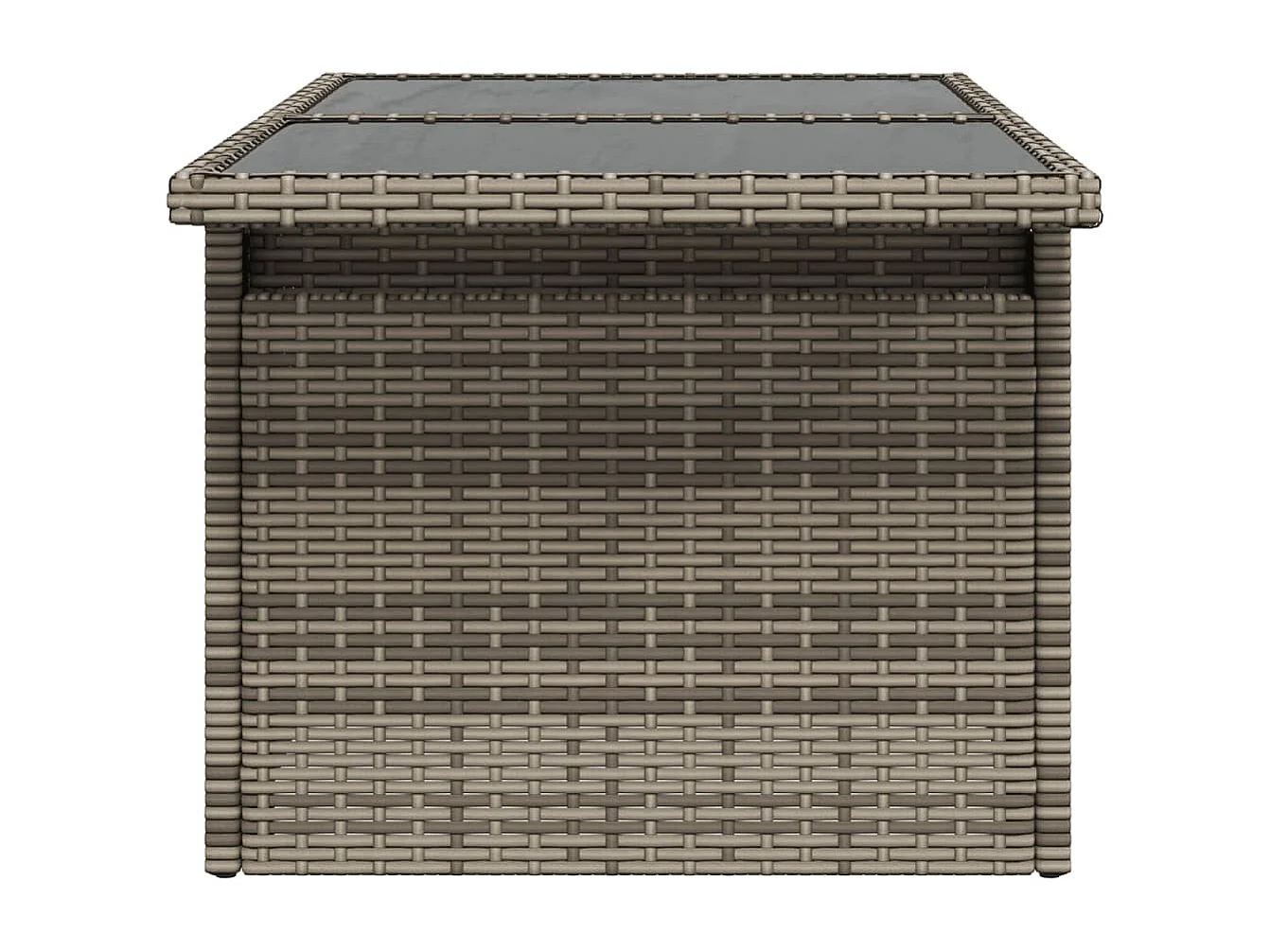 Tuintafel met glazen blad 100x55x73 cm poly rattan grijs