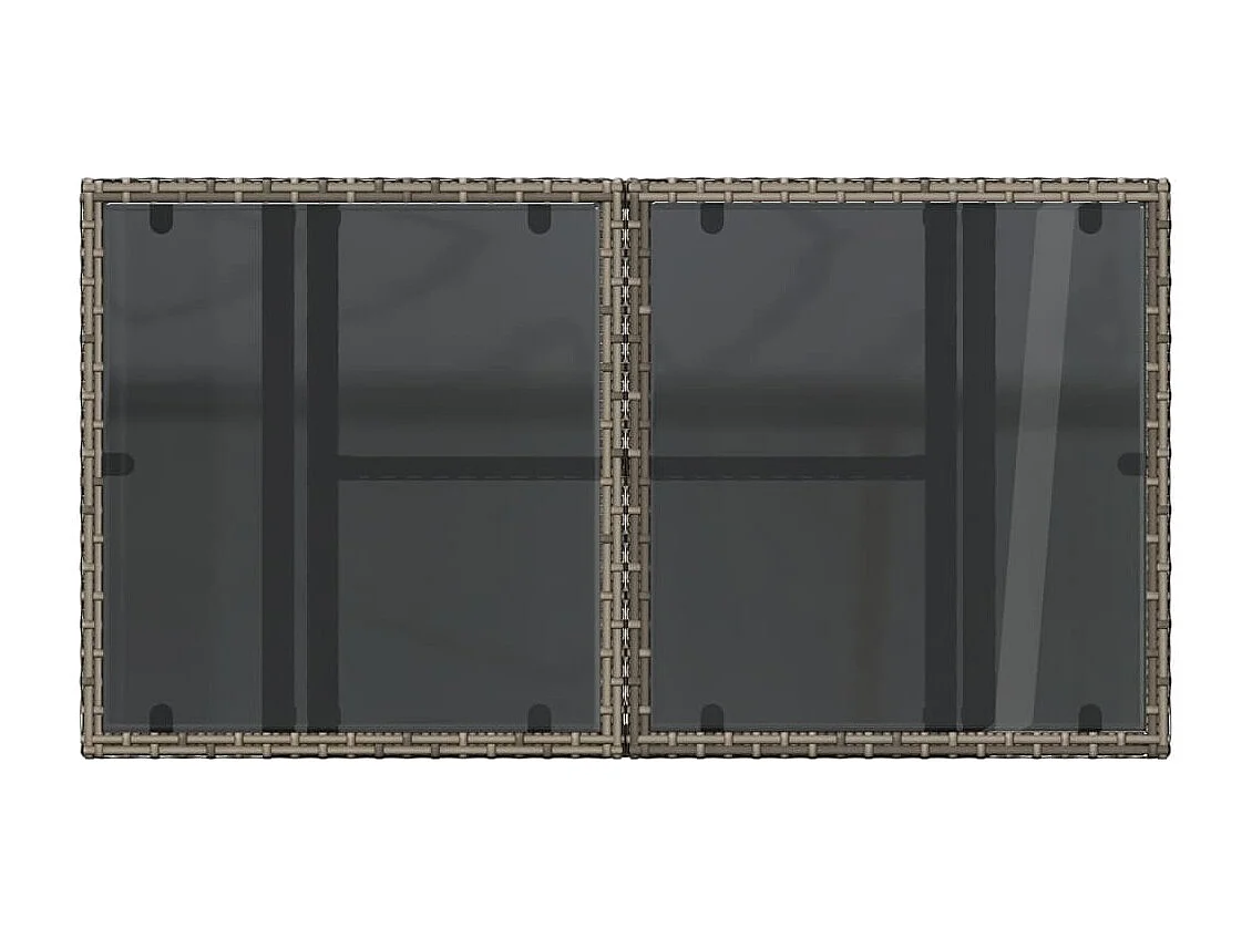 Tuintafel met glazen blad 100x55x73 cm poly rattan grijs