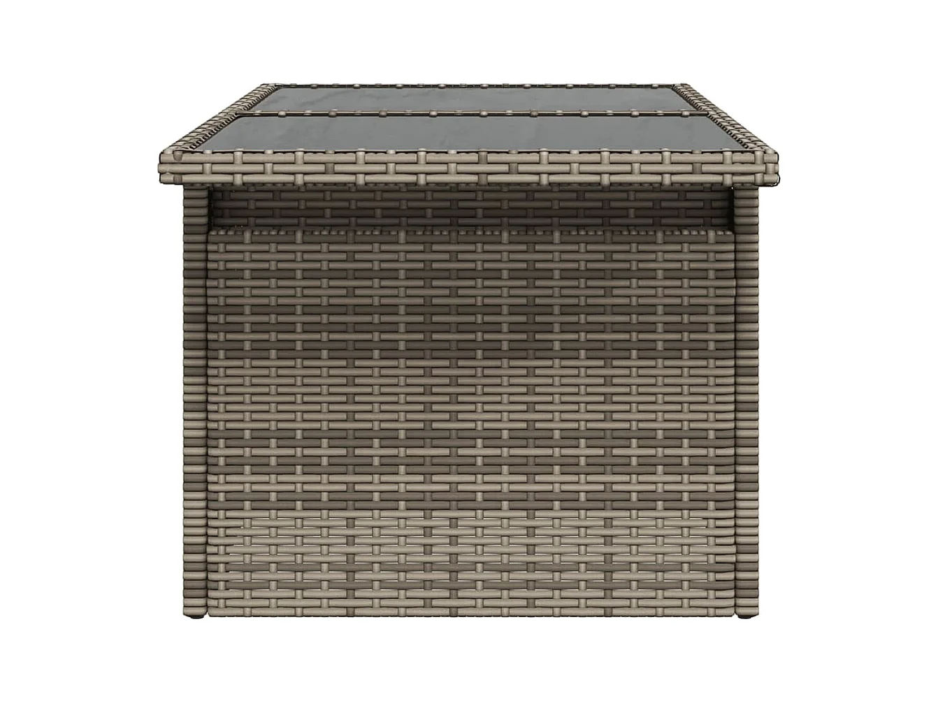 Table de jardin dessus en verre gris 100x55x73cm résine tressée