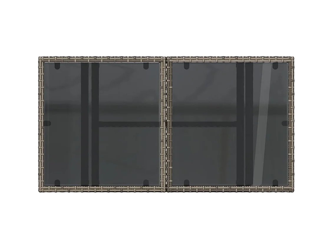 Table de jardin dessus en verre gris 100x55x73cm résine tressée