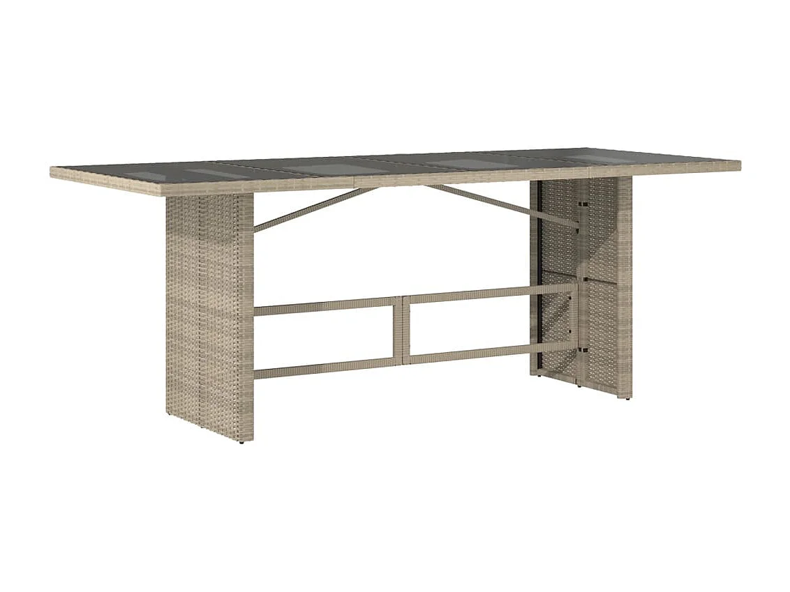 Table de jardin dessus en verre gris clair 190x80x74 cm