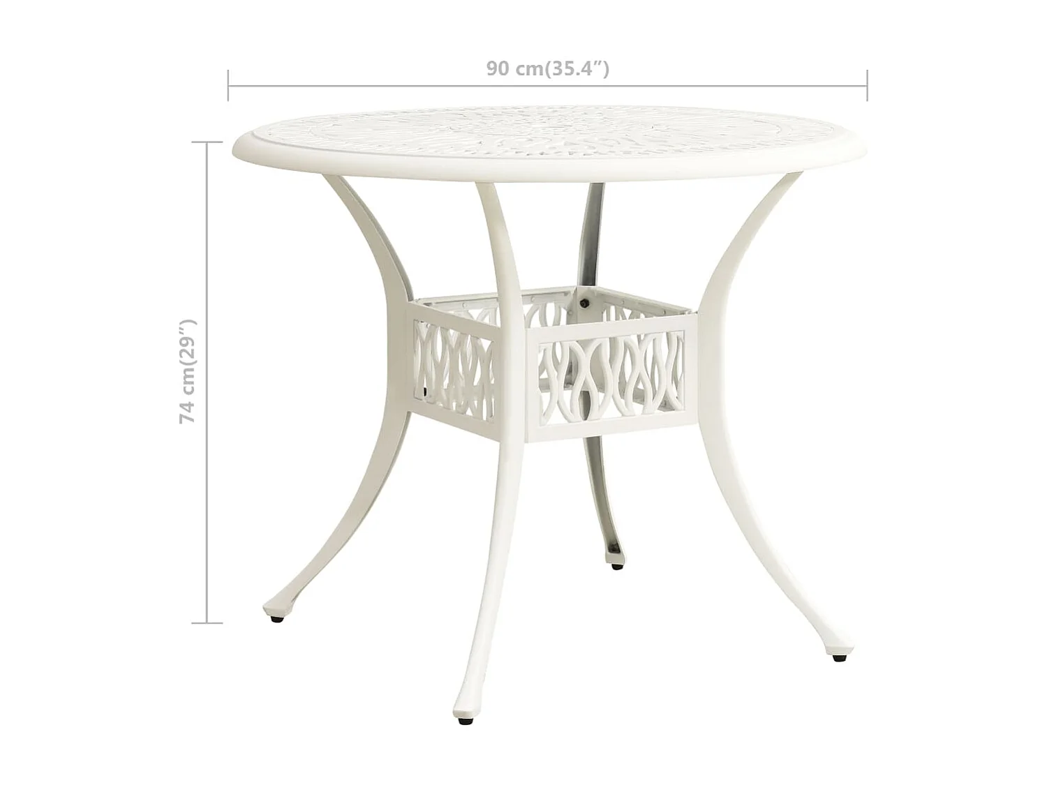 Table de jardin Blanc 90x90x74 cm Aluminium coulé