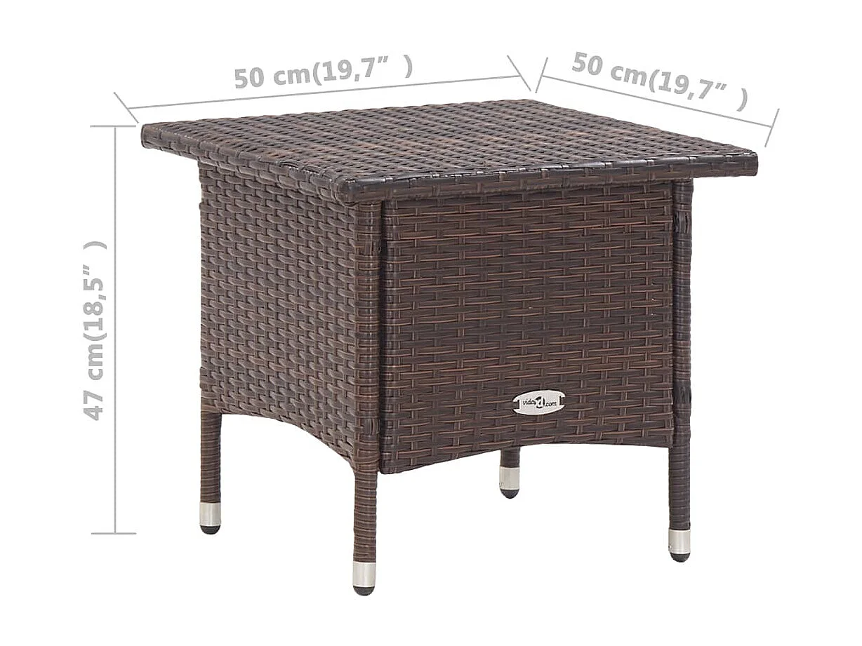 Table à thé Marron 50x50x47 cm Résine tressée