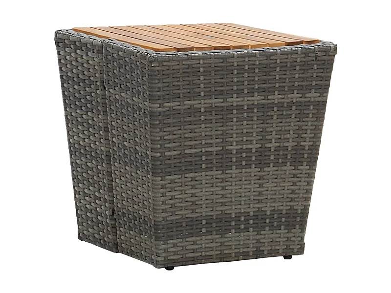 Mesa de chá 41,5x41,5x43 cm vime PE e acácia maciça cinzento