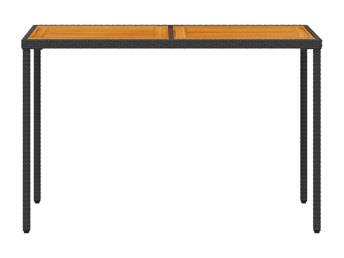 Tuintafel met acaciahouten blad 115x54x74 cm poly rattan zwart