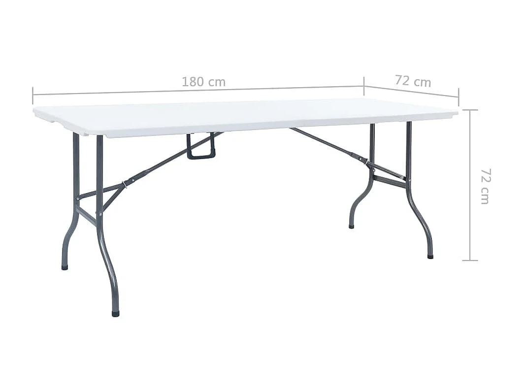 Mesa de jardim dobrável 180x72x72 cm PEAD branco