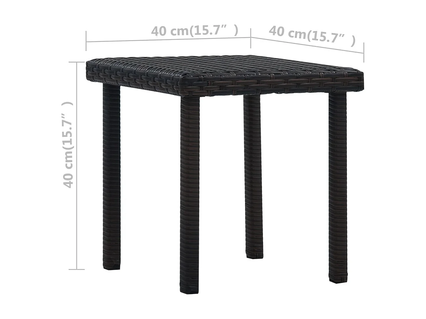 Table à thé de jardin Marron 40x40x40 cm Résine tressée