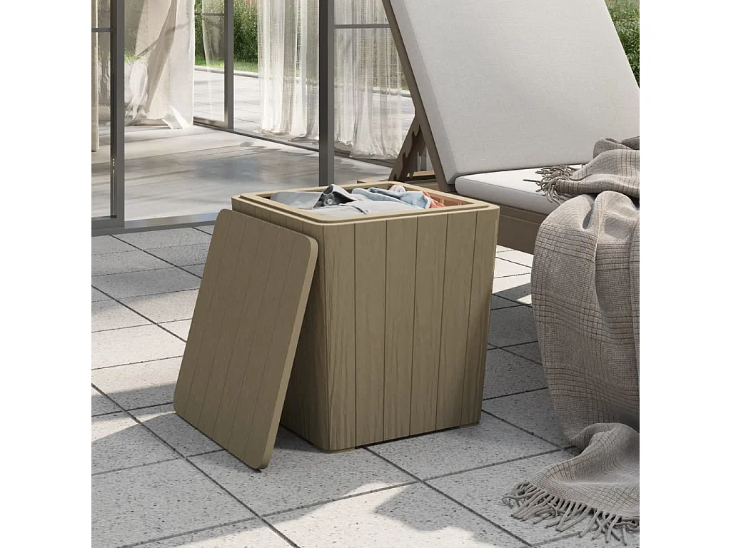 Mesa de jardín con tapa extraíble polipropileno marrón claro