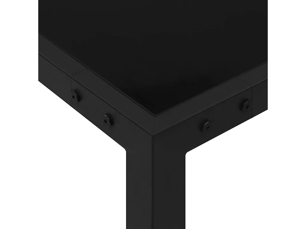 Mesa de jardín de acero y vidrio negra 130x130x72 cm
