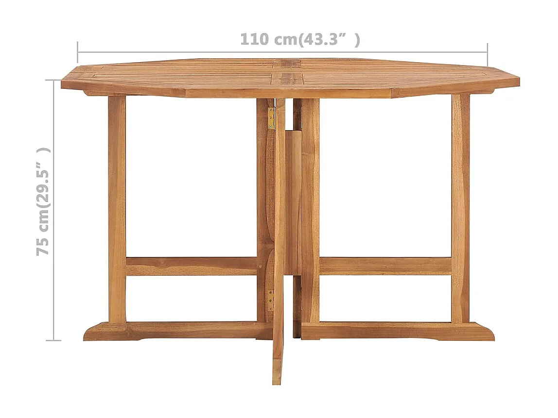 Mesa de jantar para jardim dobrável 110x110x75 cm teca maciça