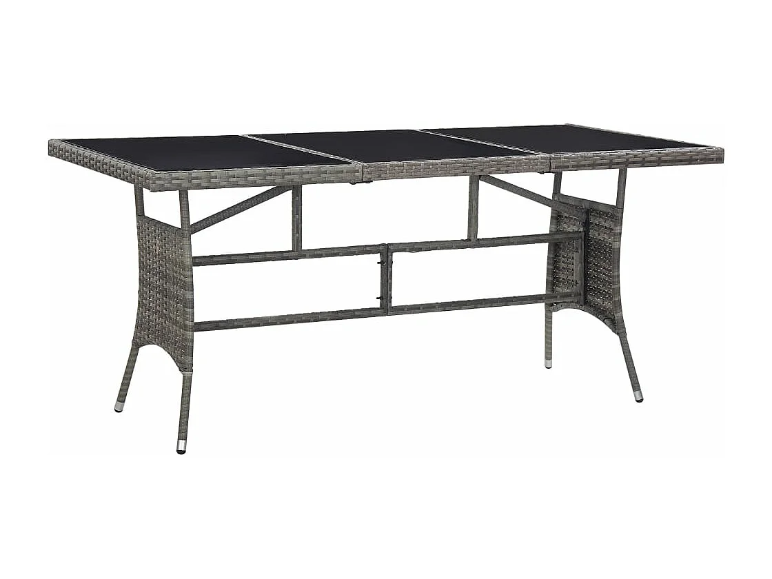 Mesa de jardín ratán sintético gris 170x80x74 cm