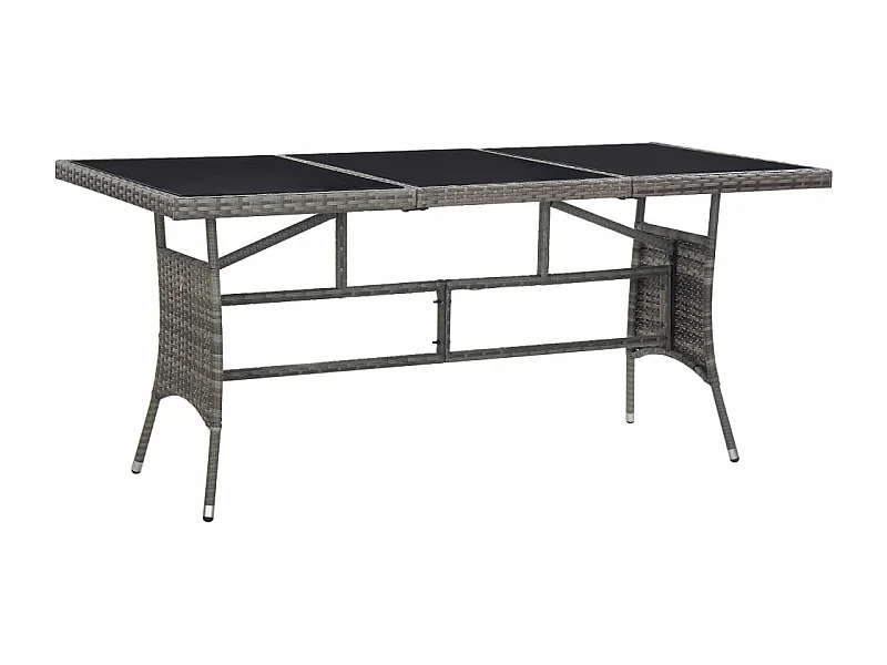 Mesa de jardín ratán sintético gris 170x80x74 cm