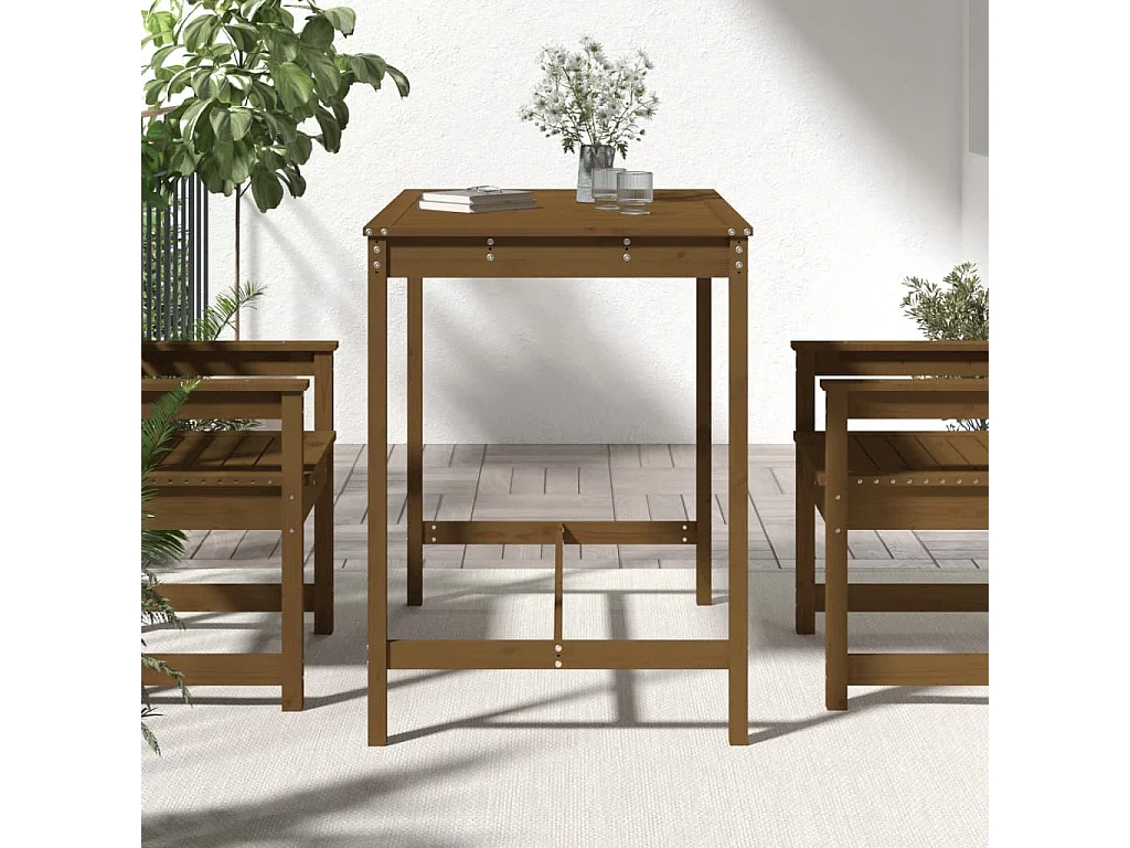 Table de jardin marron miel 121x82,5x110 cm bois massif de pin