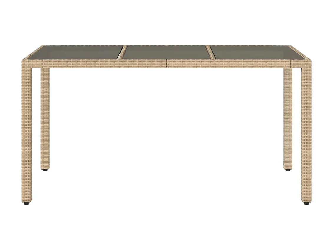 Table de jardin avec dessus en verre beige résine tressée