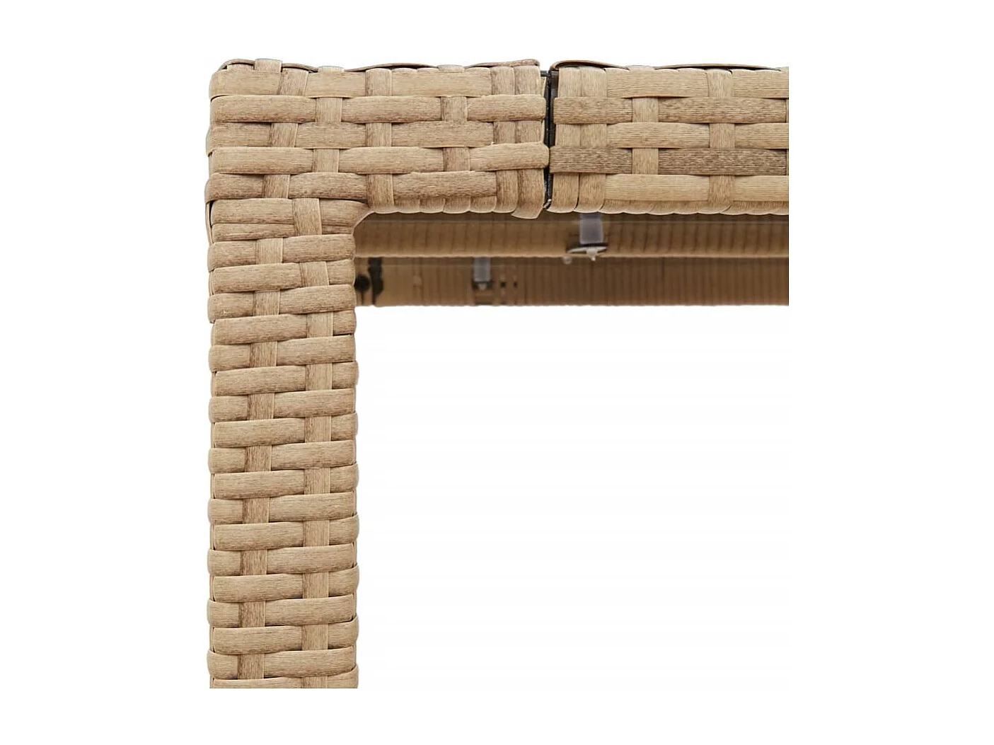 Table de jardin avec dessus en verre beige résine tressée