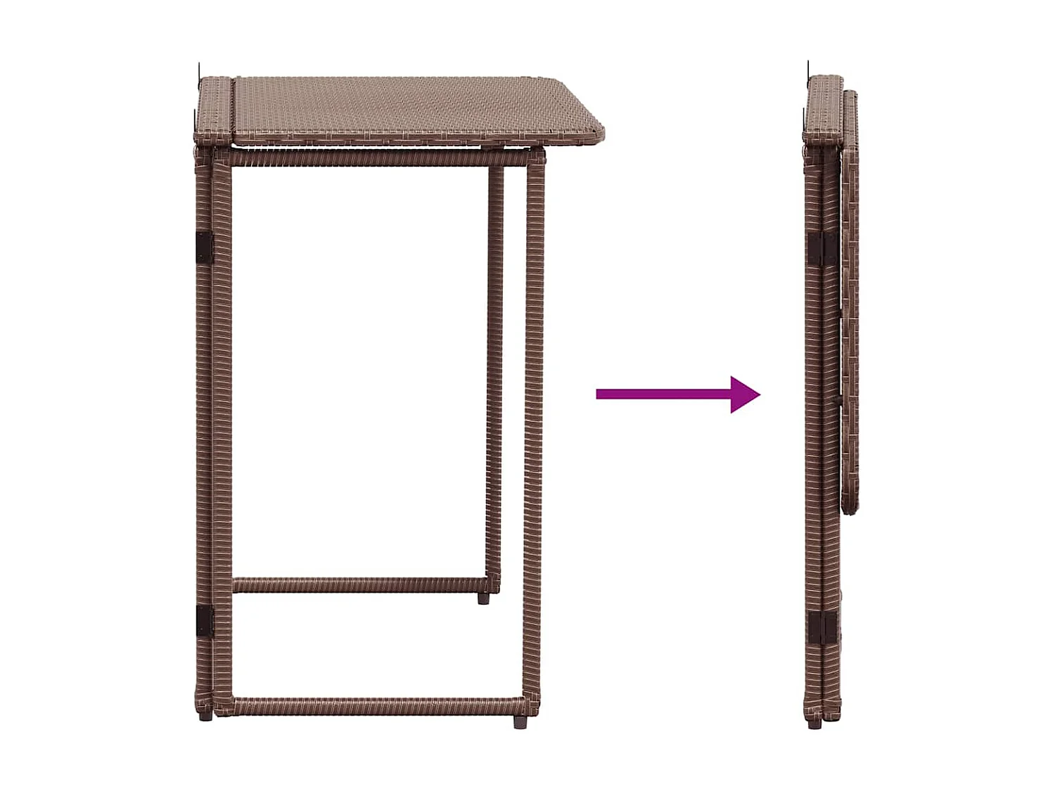 Table de jardin pliante marron 90 x 51 x 75 cm polyrotin