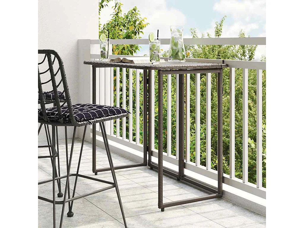 Mesa de jardín plegable marrón 90x51x75 cm ratán sintético