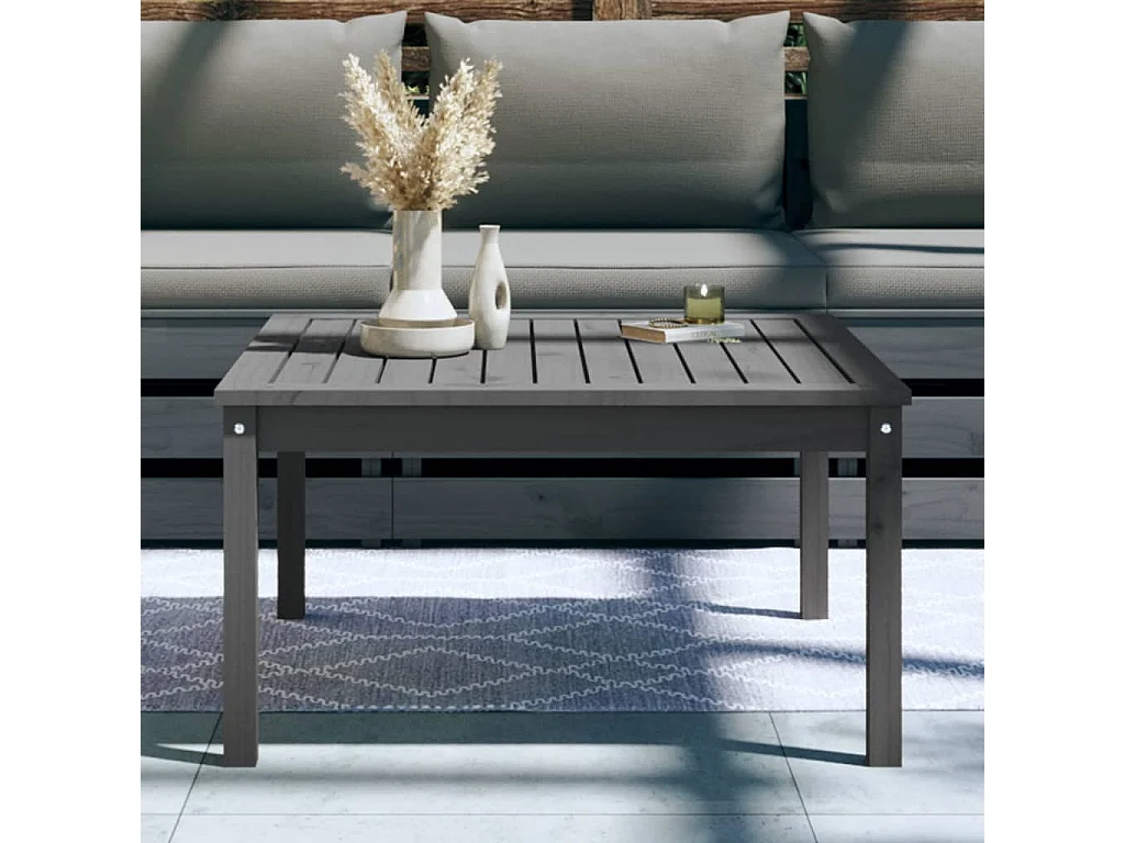 Table de jardin gris 82,5x82,5x45 cm bois massif de pin