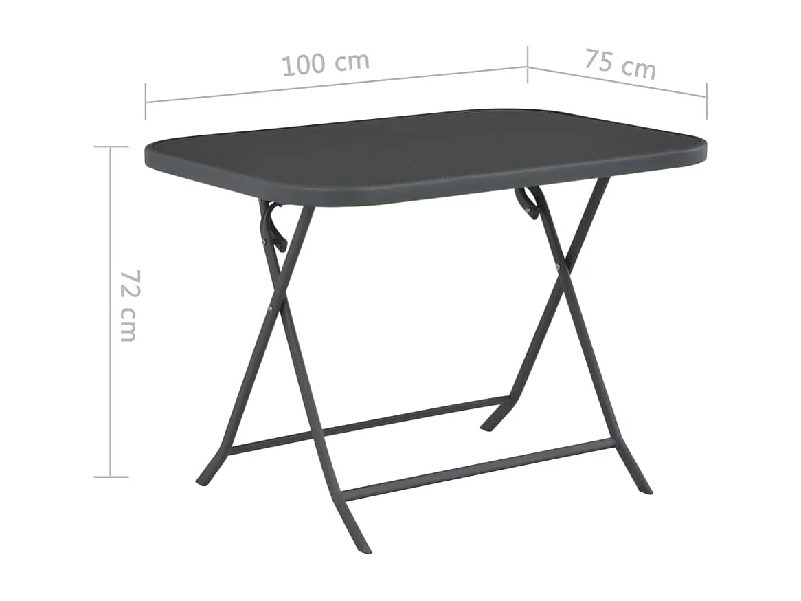 Table pliable de jardin Gris 100x75x72 cm Verre et acier
