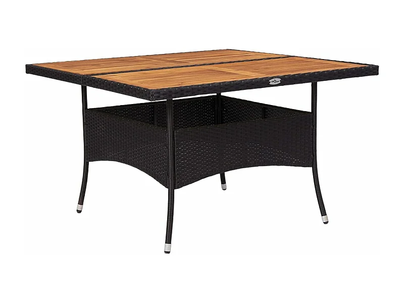 Mesa de comedor de jardín ratán sintético madera acacia negra