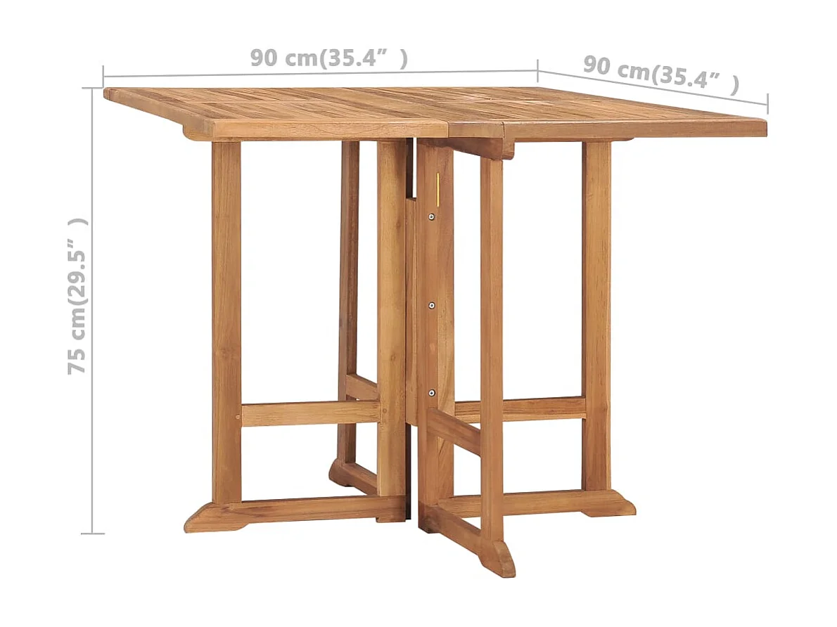 Table à dîner pliable de jardin 90x90x75 cm Bois de teck solide