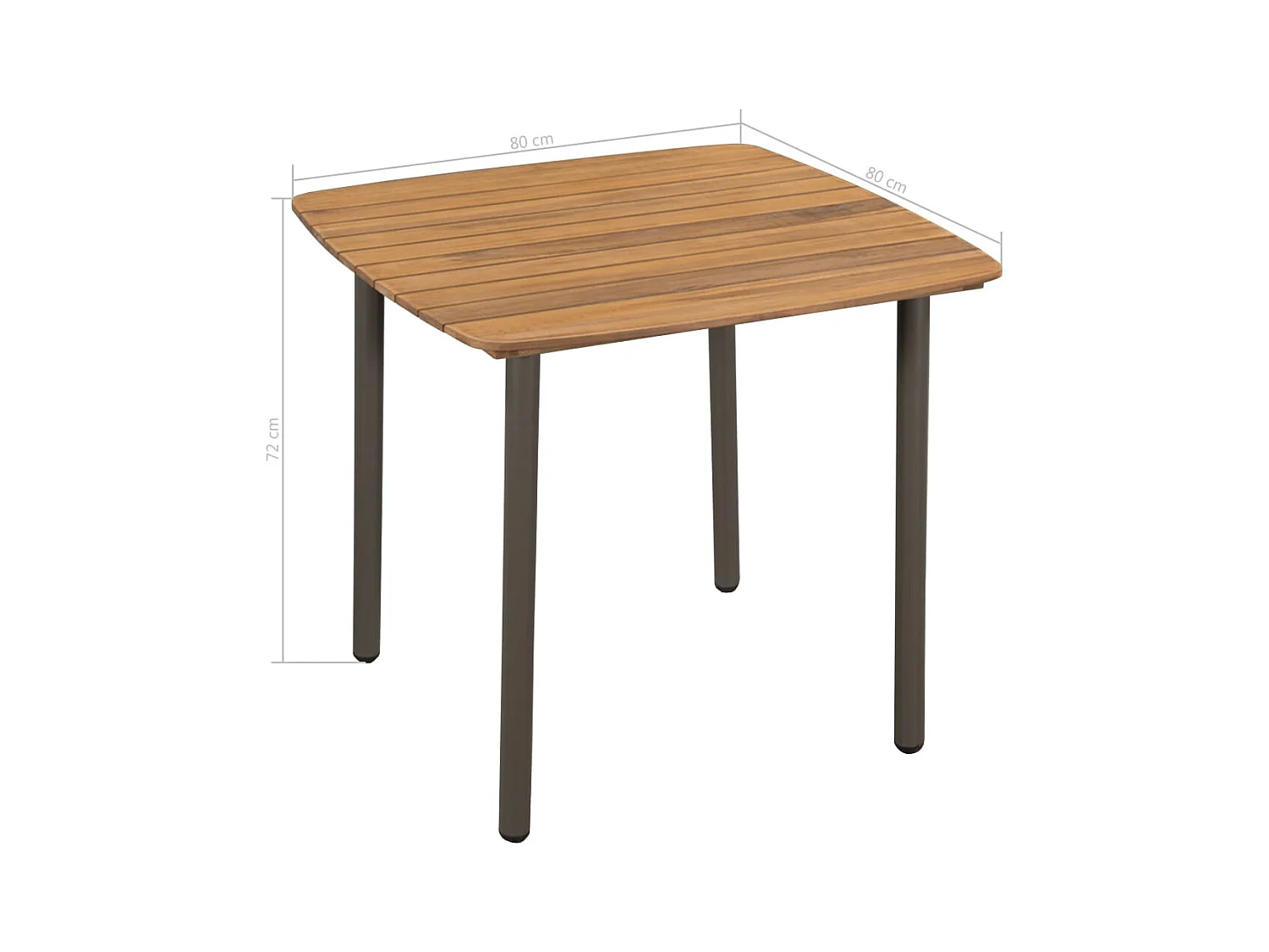 Table de jardin 80 x 80 x 72 cm Bois d'acacia solide et acier