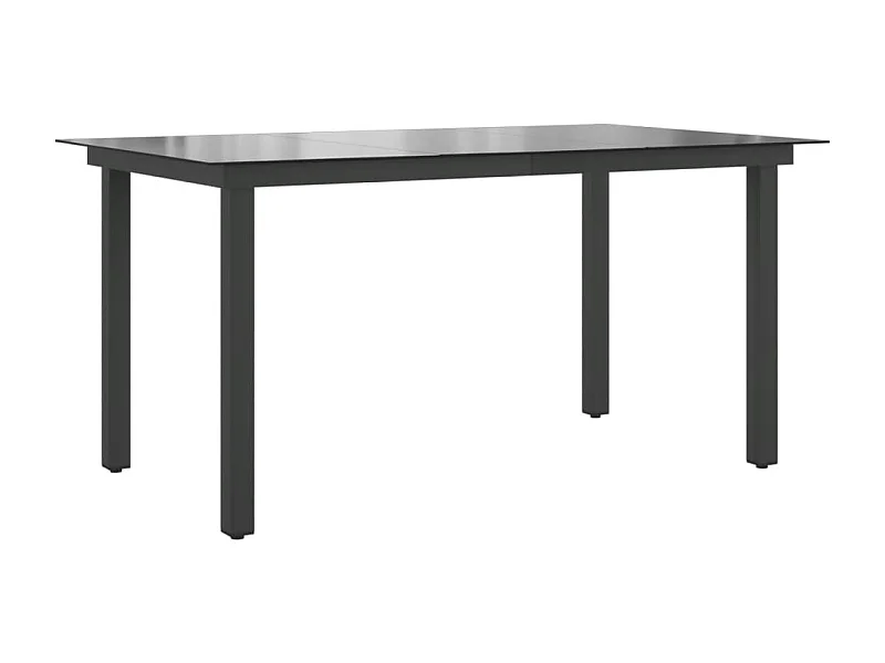 Mesa de jardim em alumínio e vidro 150x90x74 cm preto